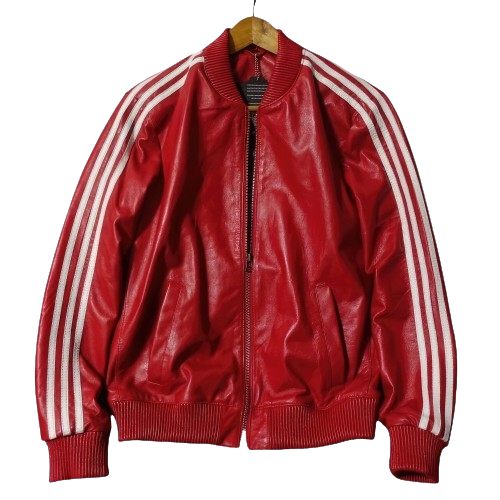 Blog Post: Bold Meets Classic – The Iconic Red Leather Jacket with White Stripes