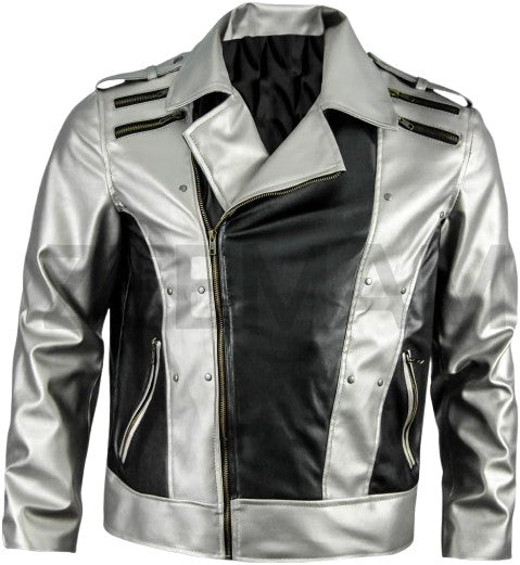 🚀 Futuristic Flair: The Statement Silver & Black Leather Jacket You Need Right Now