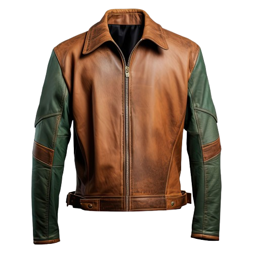 The Perfect Blend of Classic and Bold: Brown & Green Leather Jacket