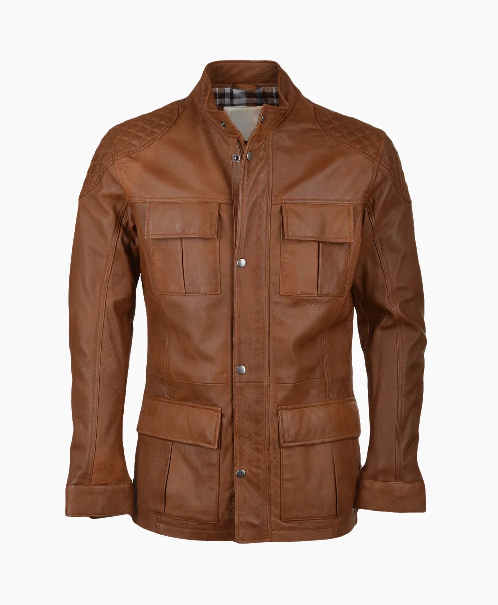 Jacket Men’s Leather Coat Tan Bellingham