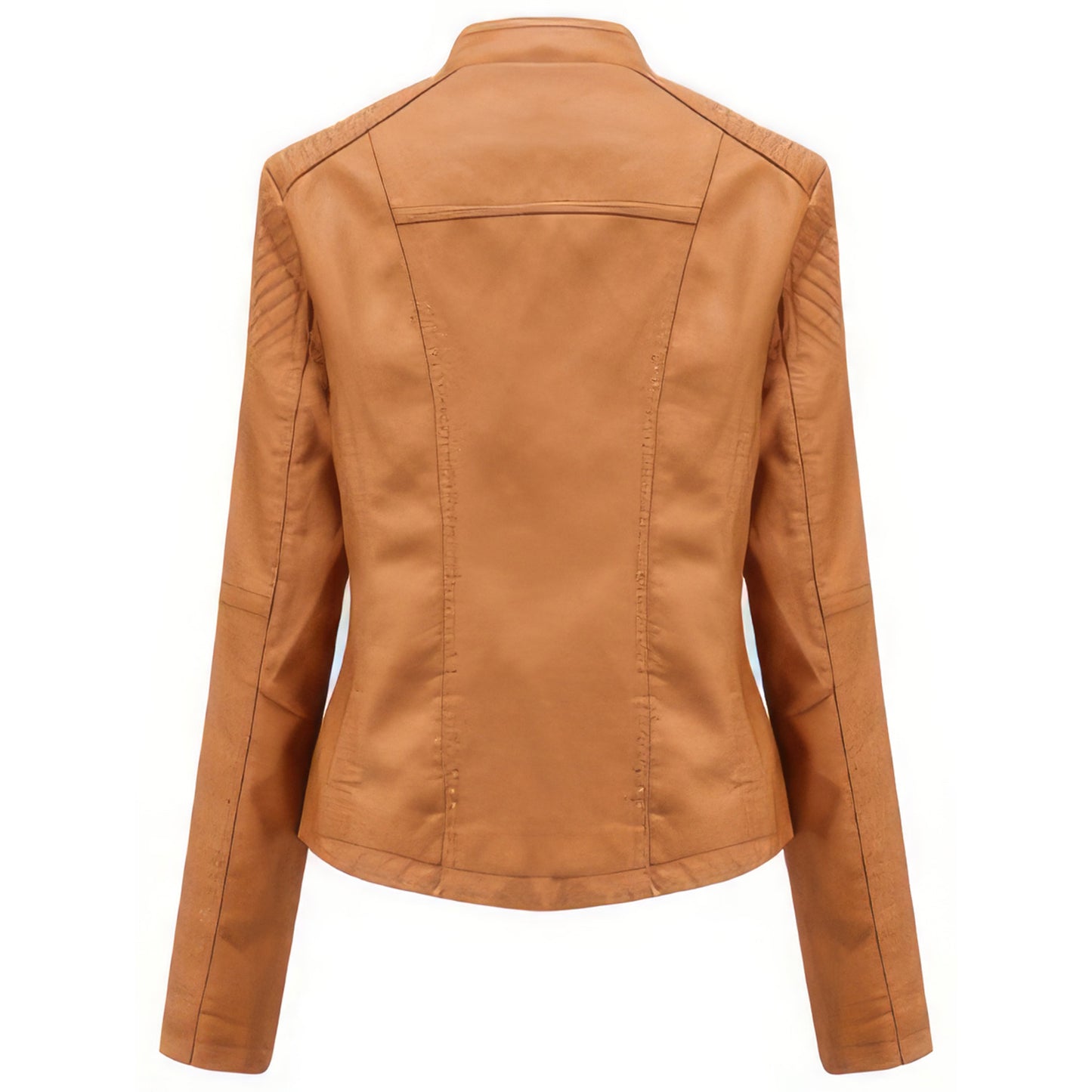 Women’s Camel Brown Biker Genuine Sheepskin Jacket
