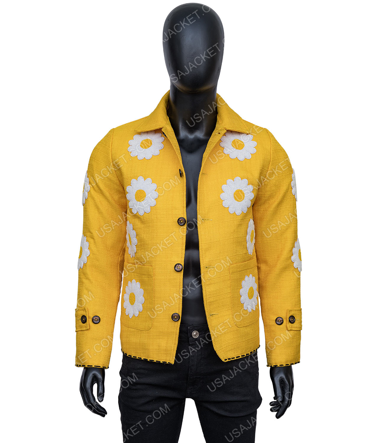 The Voice S27 John Legend Yellow Daisy Applique Jacket - Hide Crafts