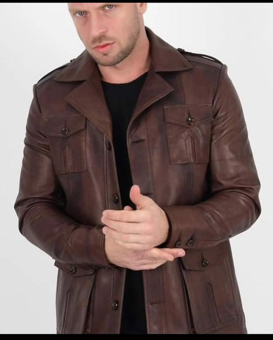 Trifoliate Leather Coats for Men