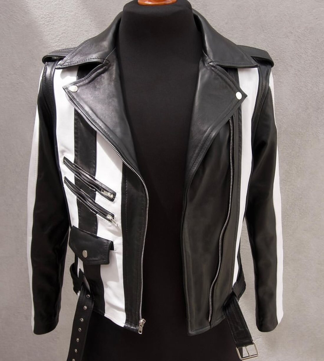 Biker no.1 prisoner black & white - Leather Jacket