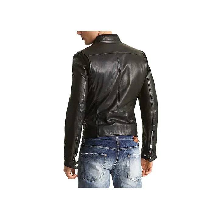 Men's Slim Fit Leather Motorcycle Jacket