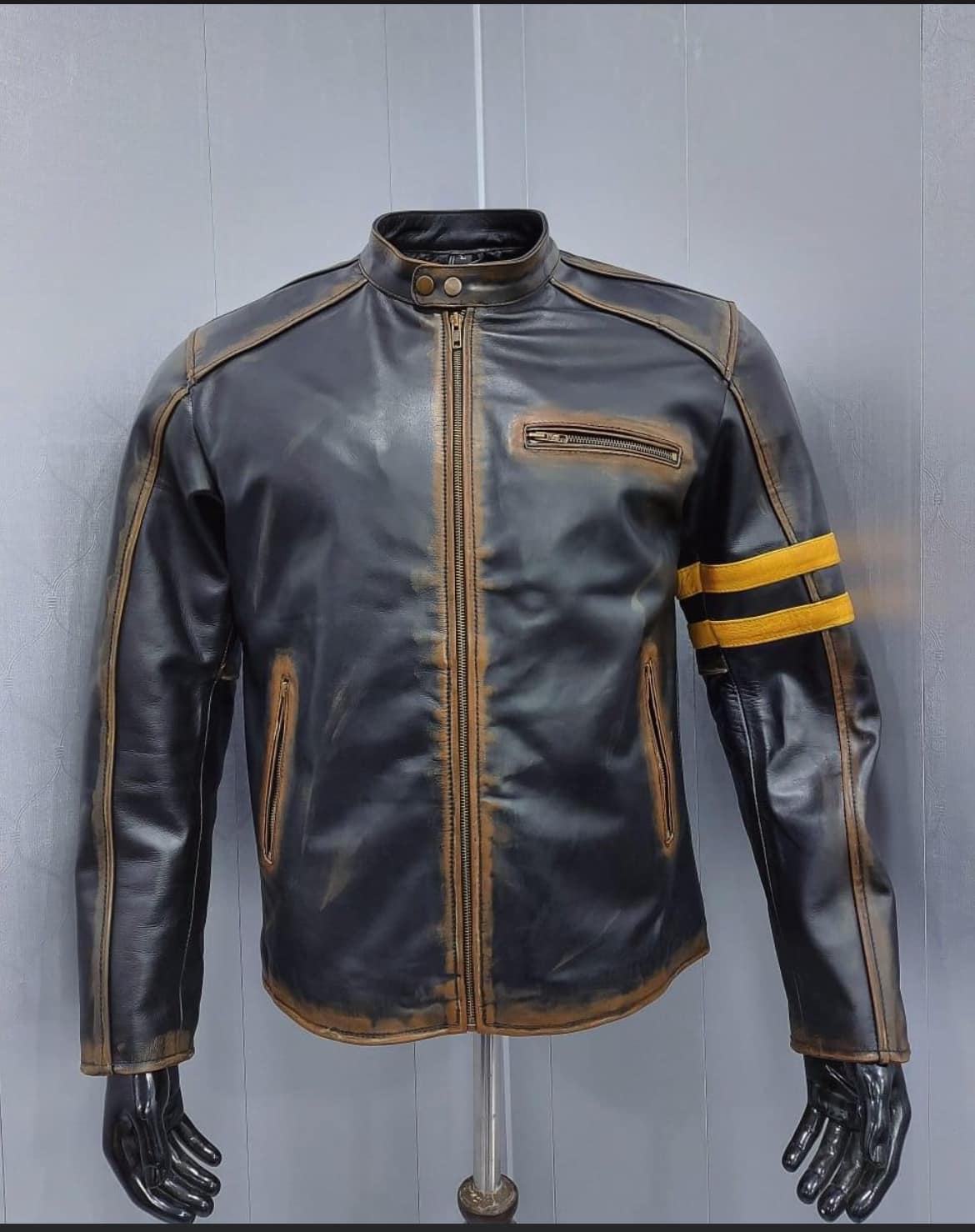 Motorcycle Black Leather Jacket Men - Vintage Biker Jacket