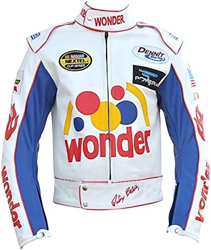 Ricky Bobby Wonder Jacket Racing White Faux Leather Jacket - Hide Crafts