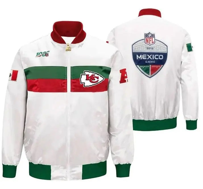 Chiefs Mexico NFL - Kansas City 2019 - White Bomber Jacket, Low Shipping Hide Crafts
