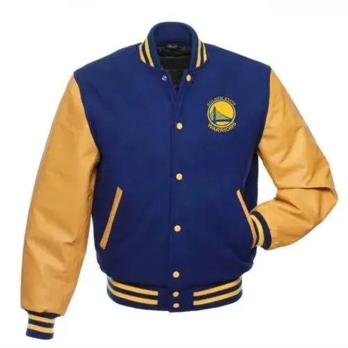 Golden State Warriors NBA Lettermen Varsity Jacket -leather Full sleeves Hide Crafts