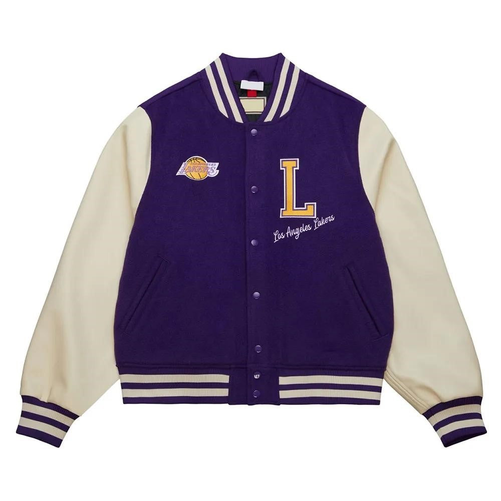 Los Angeles Lakers Varsity Jacket Purple and Cream Letterman Sports Jacket