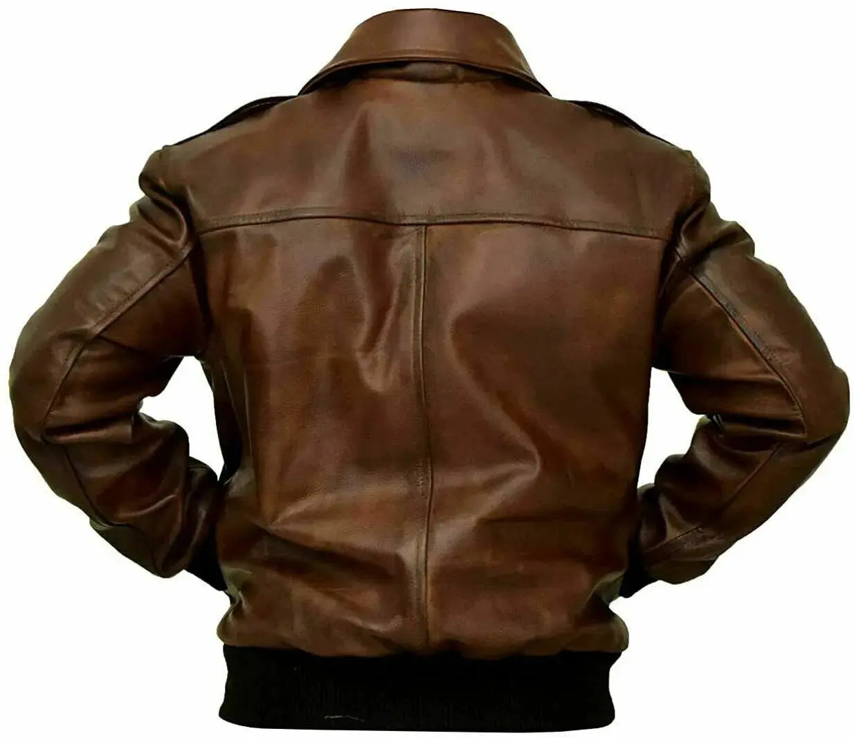 Men A-2 Aviator Flight Bomber Distressed Chocolate Brown Real Leather Jacket Hide Crafts