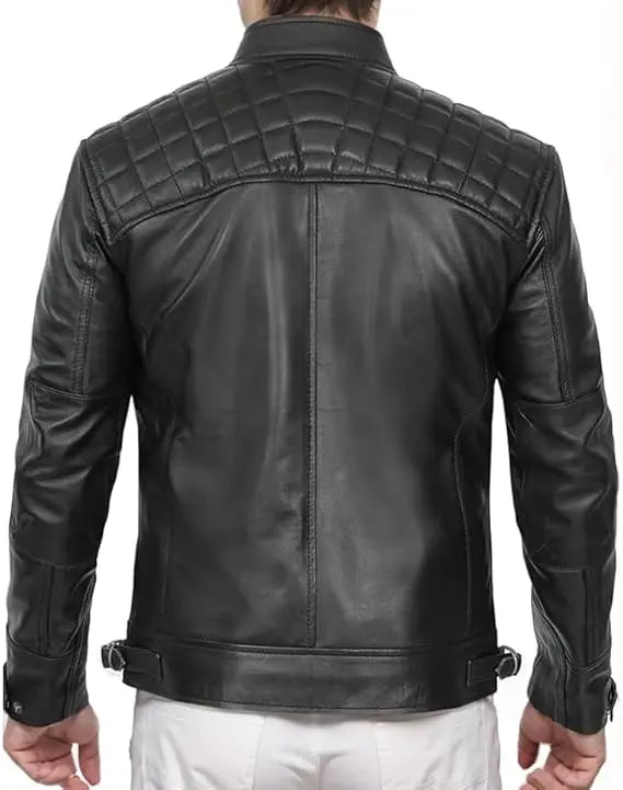 Men's Black and Brown Genuine Lambskin Leather Biker Jacket, Vintage Motorcycle Jackets Hide Crafts