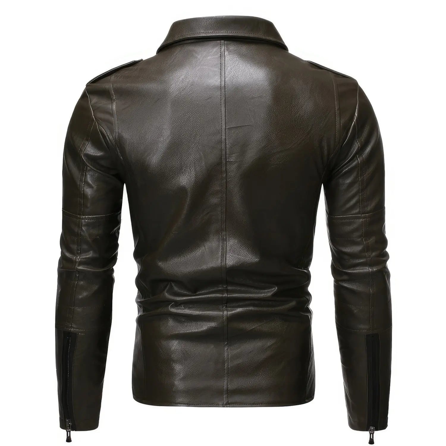 Men's Brown Genuine Sheepskin Biker Leather Jacket, Slim Fit, Streetwear Motorcycle Racer Style Hide Crafts