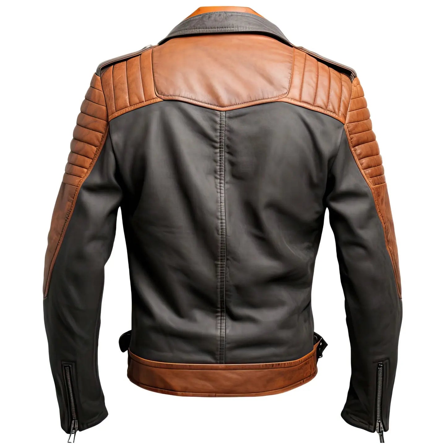 Men's Brown Quilted Moto Genuine Sheepskin Leather Jacket Distressed Hide Crafts