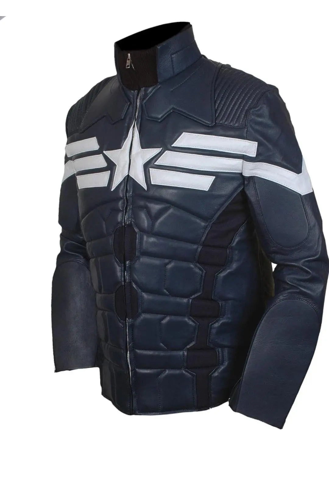 Men's Navy Blue Genuine Leather Jacket New Age Captain Star Shield Style Hide Crafts