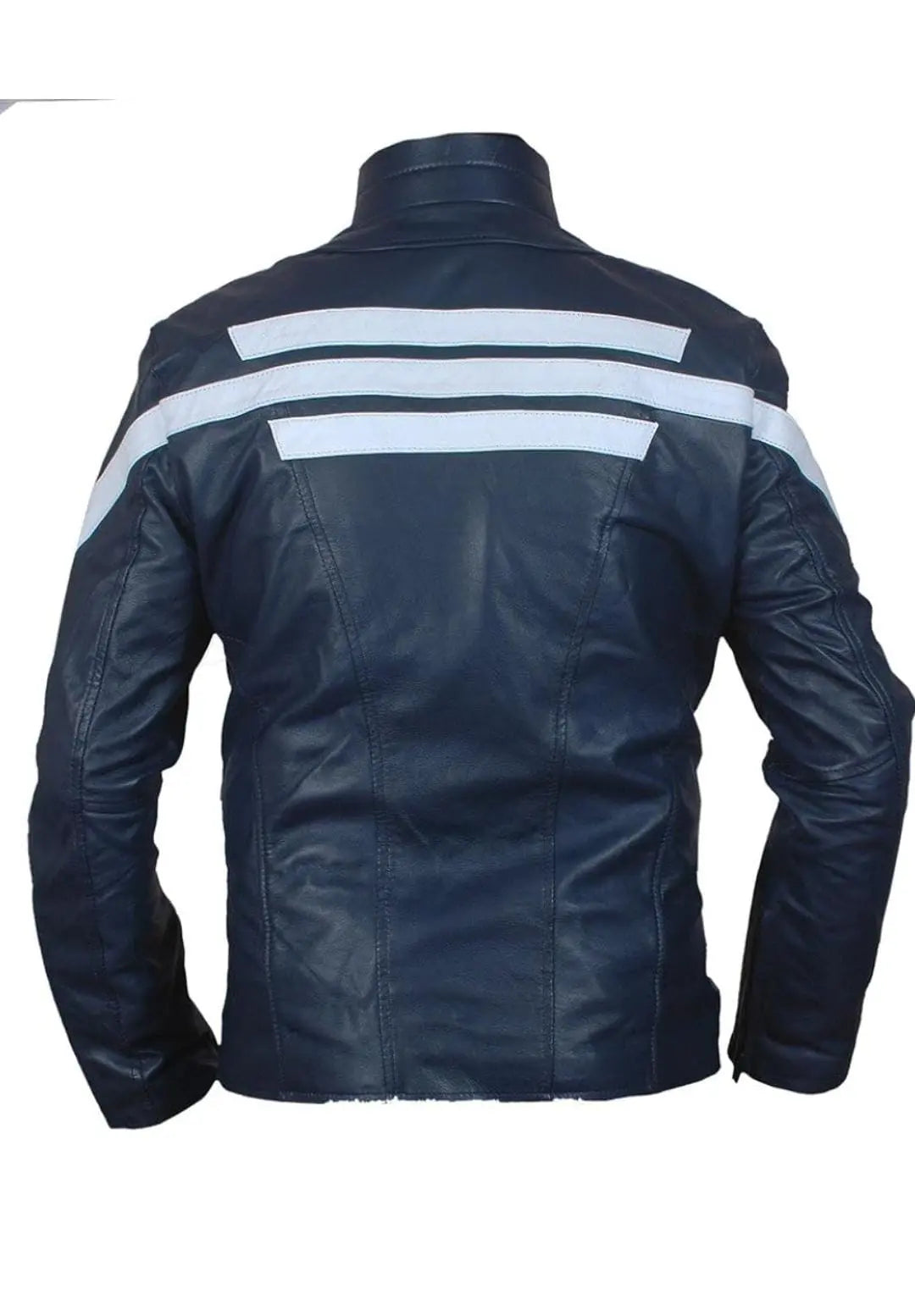 Men's Navy Blue Genuine Leather Jacket New Age Captain Star Shield Style Hide Crafts