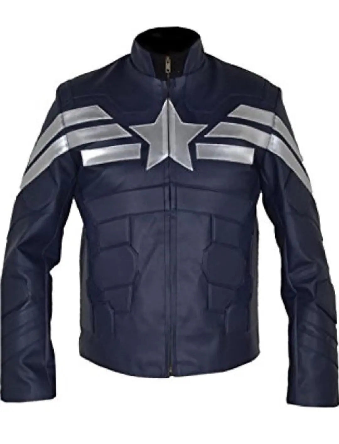 Men's Navy Blue Genuine Leather Jacket New Age Captain Star Shield Style Hide Crafts