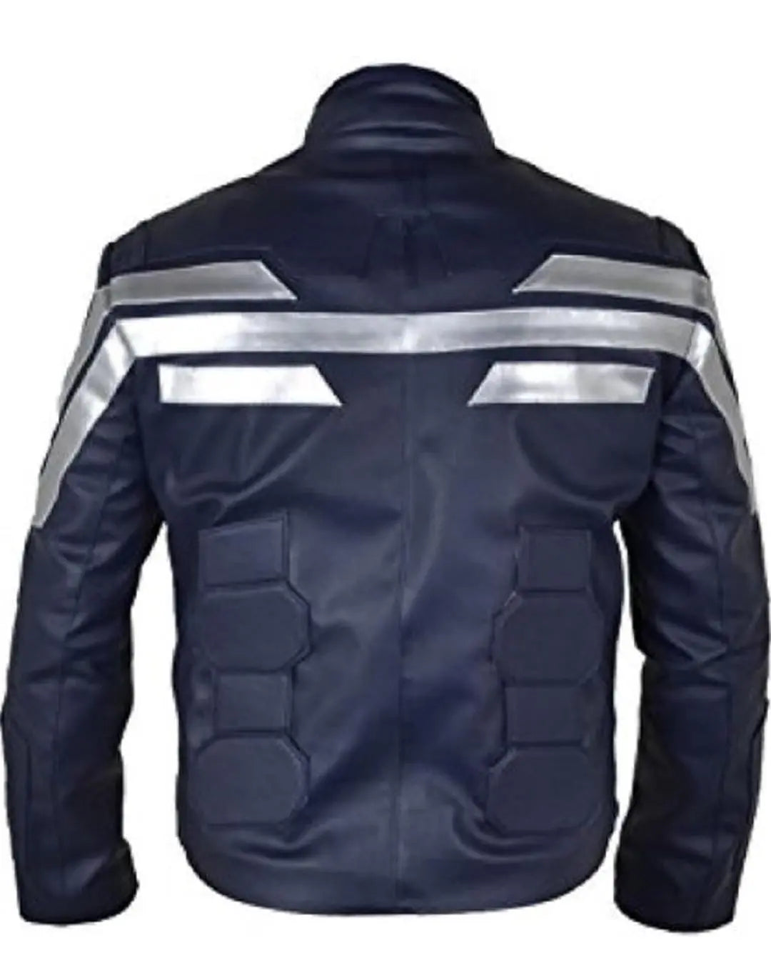 Men's Navy Blue Genuine Leather Jacket New Age Captain Star Shield Style Hide Crafts