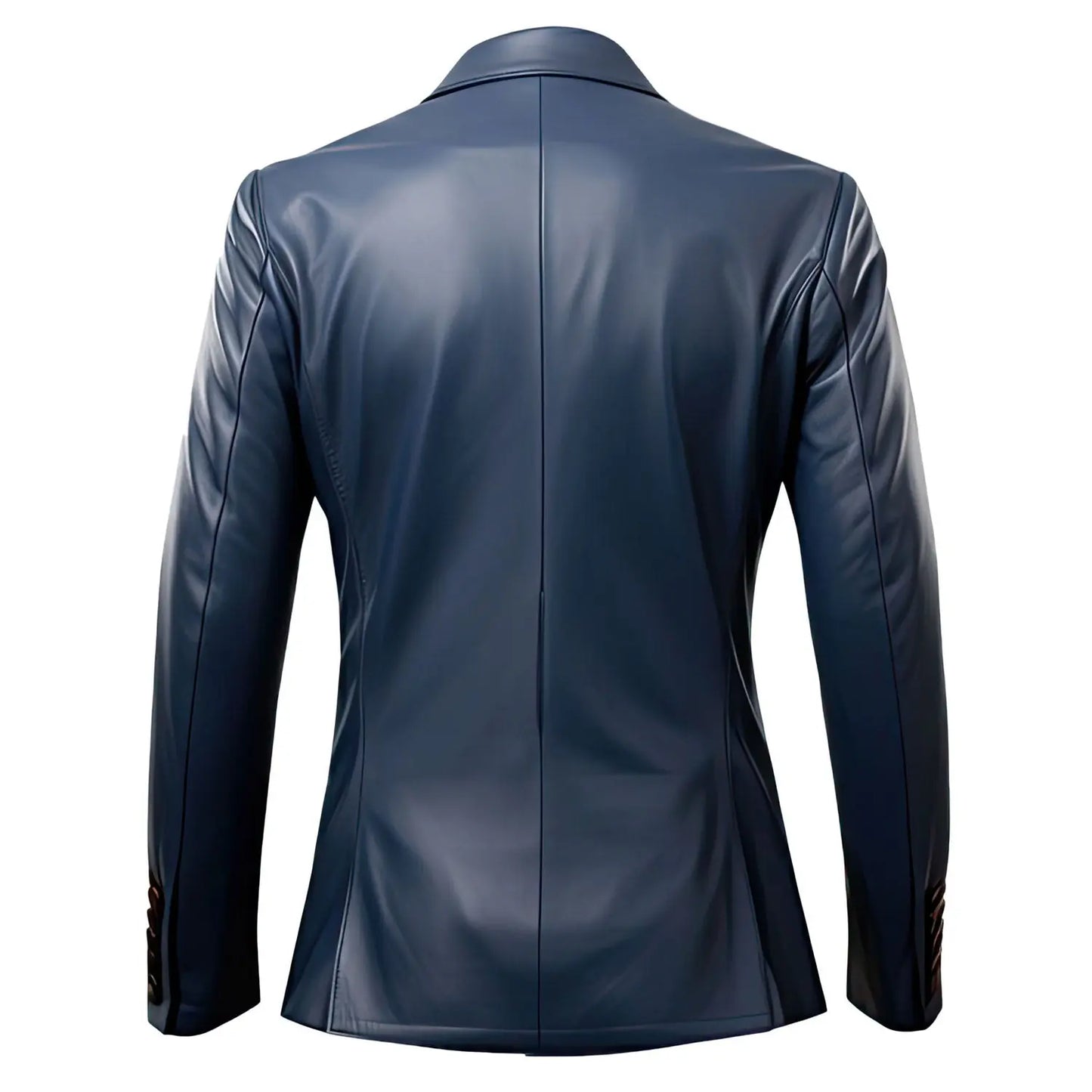 Men's Navy Blue Sheepskin Leather Jacket Single Breasted Notch Lapel, Lightweight Classy Casual Hide Crafts
