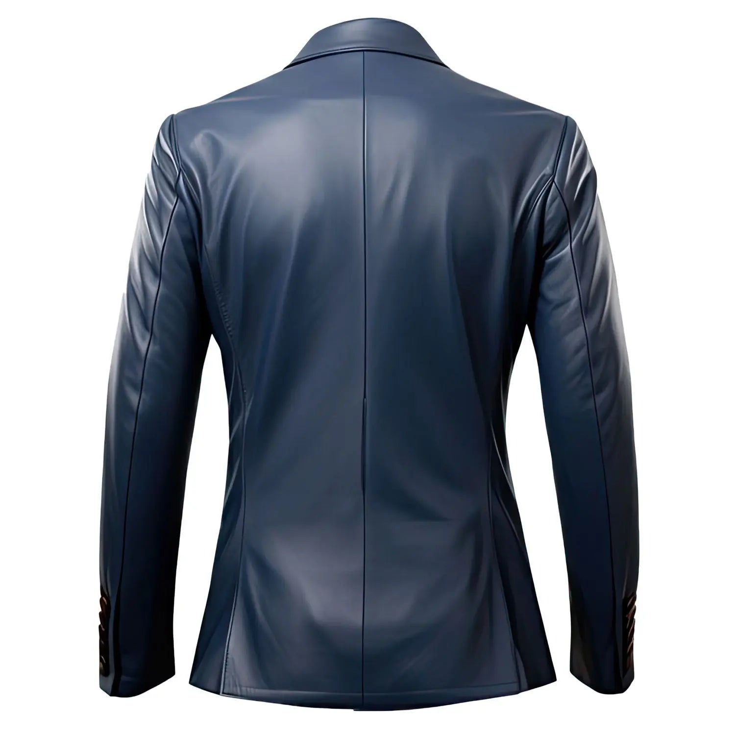 Men's Navy Blue Sheepskin Leather Jacket Single Breasted Notch Lapel, Lightweight Classy Casual Hide Crafts