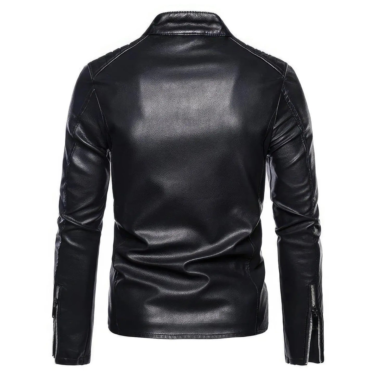 Men's Real Black Leather Jacket with Quilted Shoulders and Collar ll Slim Fit Hide Crafts