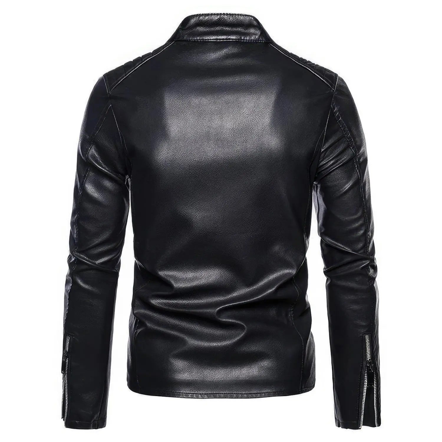Men's Real Black Leather Jacket with Quilted Shoulders and Collar ll Slim Fit Hide Crafts