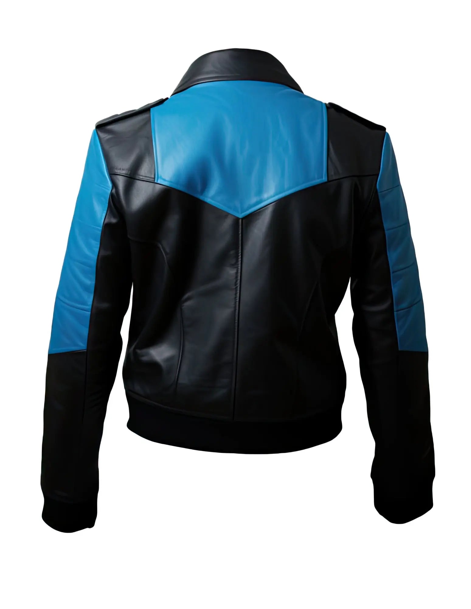 Mens Black & Blue Comfy Stylish Bomber Real Leather Jacket Hide Crafts