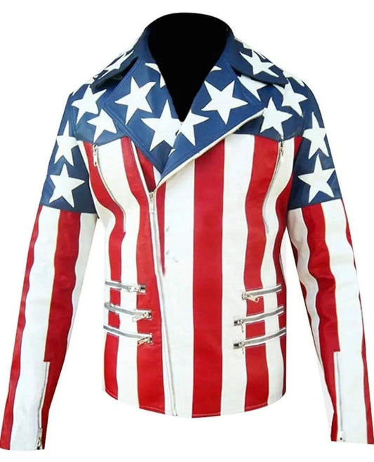 Mens Genuine Leather Jacket Inspired by American flag jacket (Copy) Hide Crafts