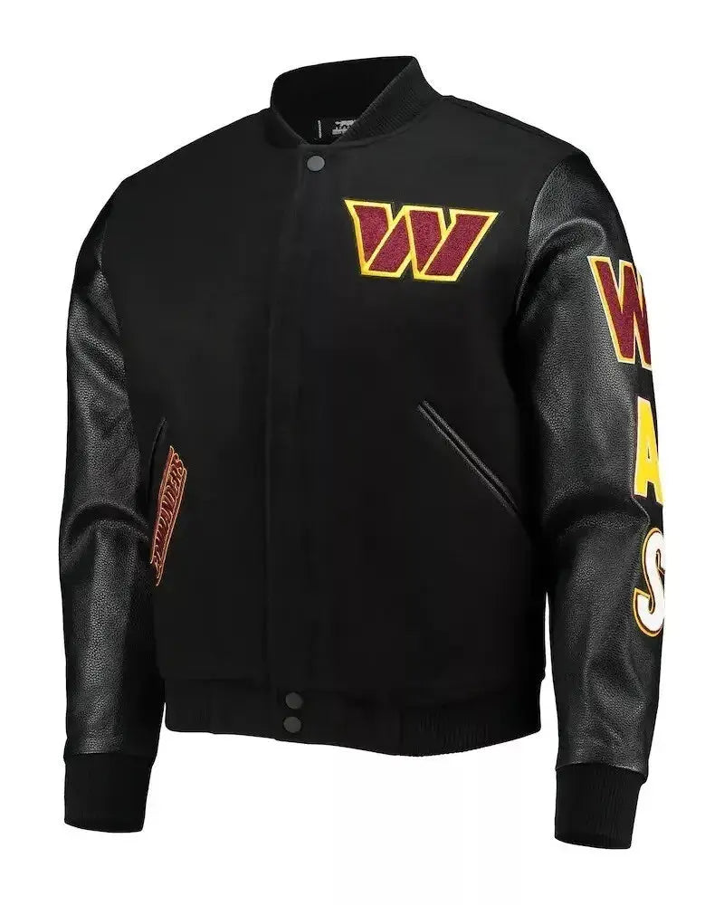 Washington Commanders Black Letterman Wool/ Leather Jacket Free Shipping Hide Crafts