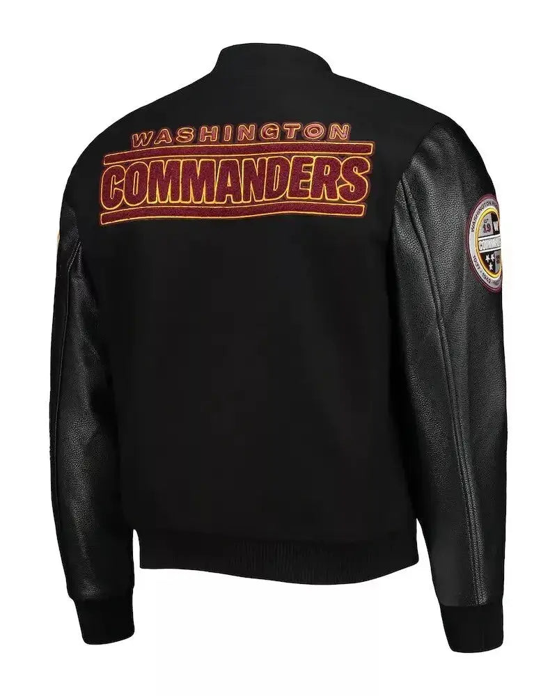 Washington Commanders Black Letterman Wool/ Leather Jacket Free Shipping Hide Crafts
