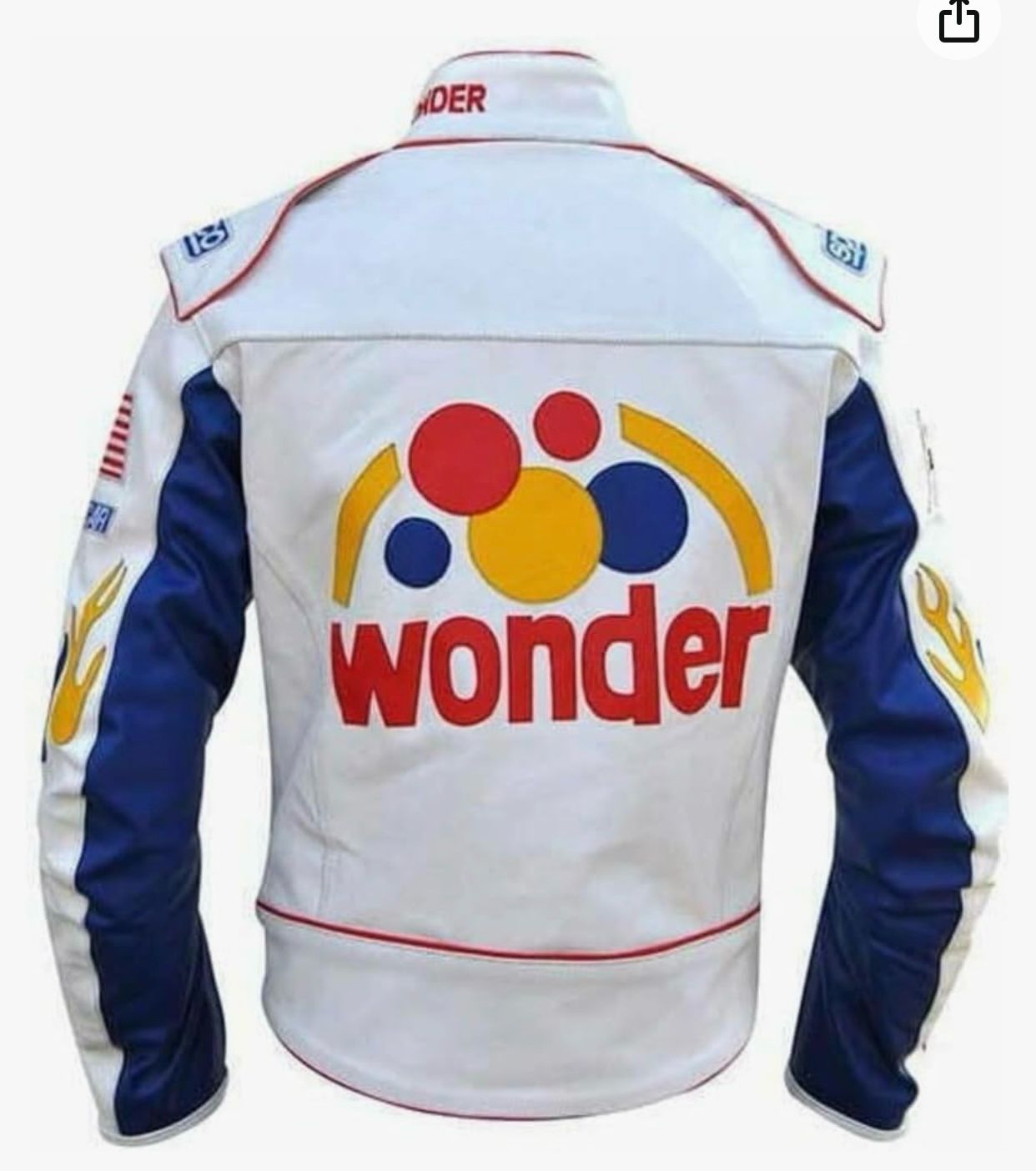 Ricky Bobby Wonder Jacket Racing White Faux Leather Jacket - Hide Crafts