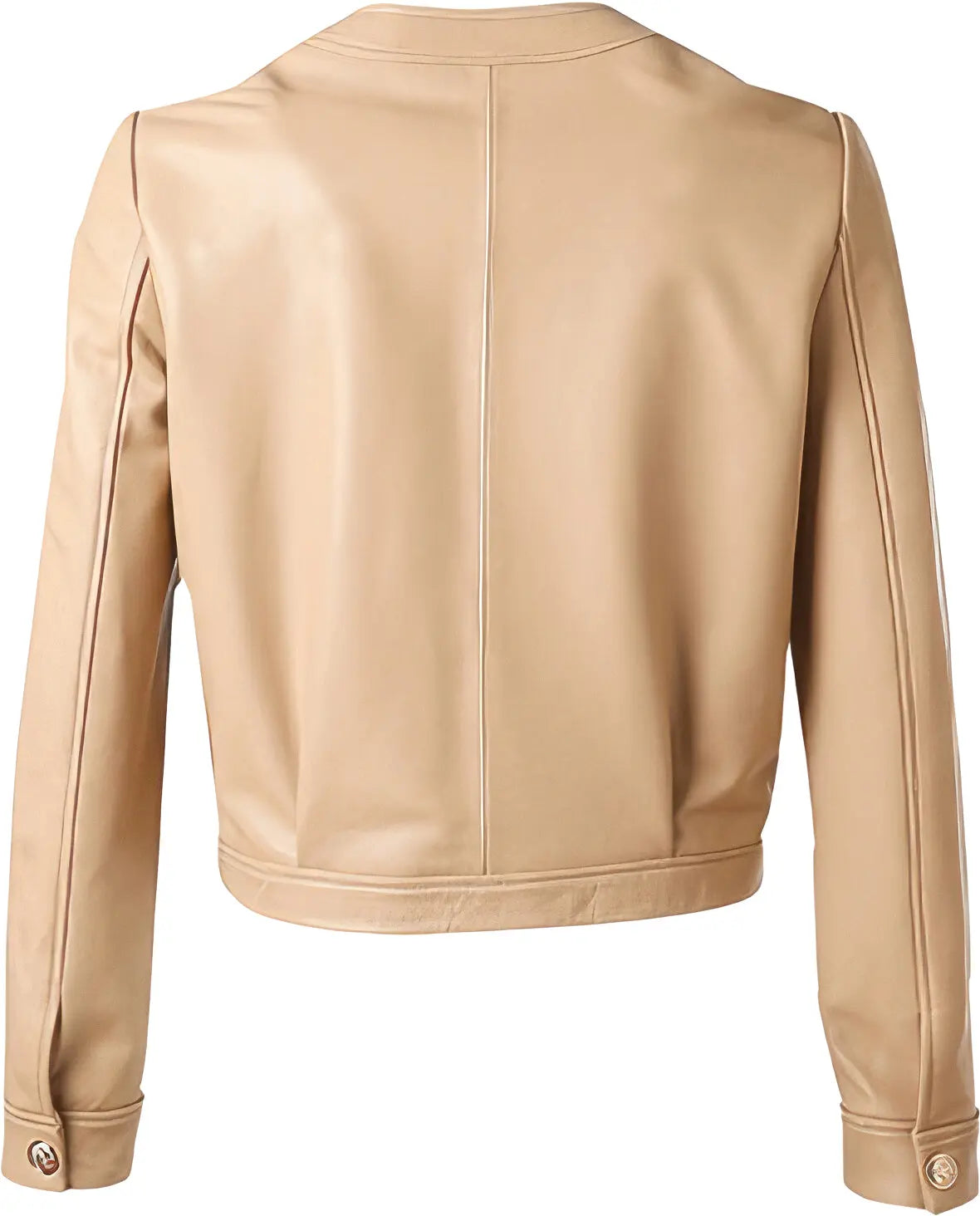 Women's Beige Cropped Real Sheep Leather Korean Fashion Jacket Hide Crafts