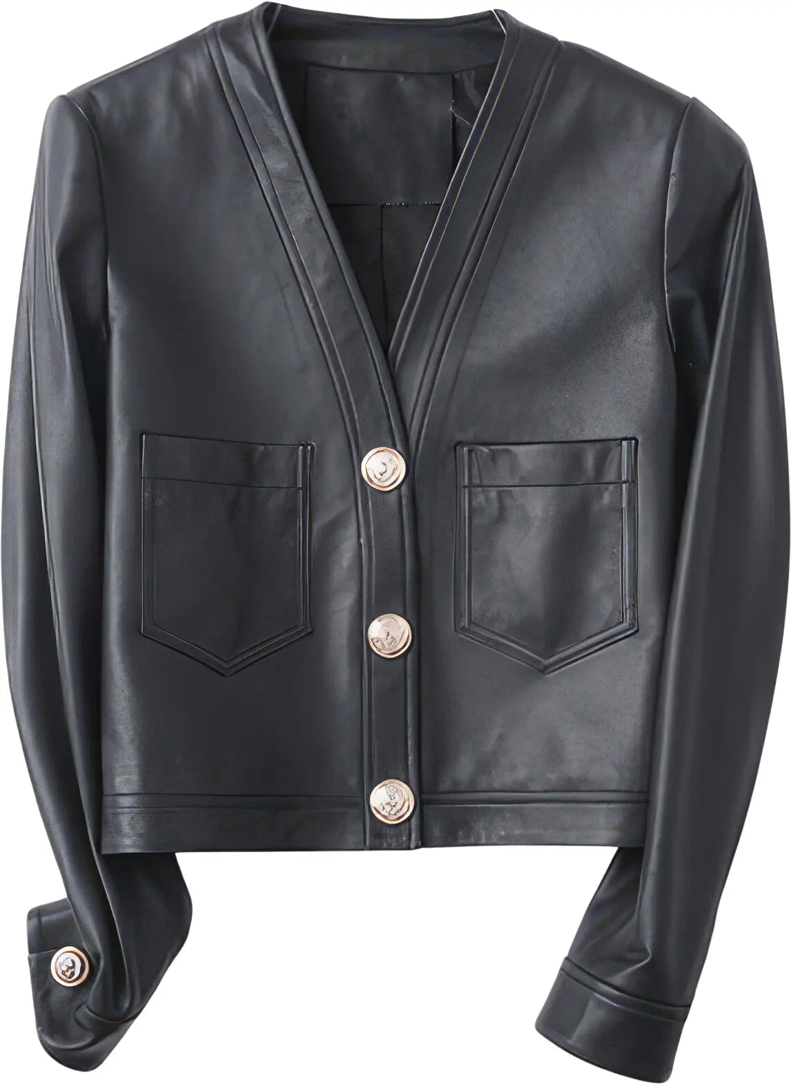 Women's Beige Cropped Real Sheep Leather Korean Fashion Jacket Hide Crafts