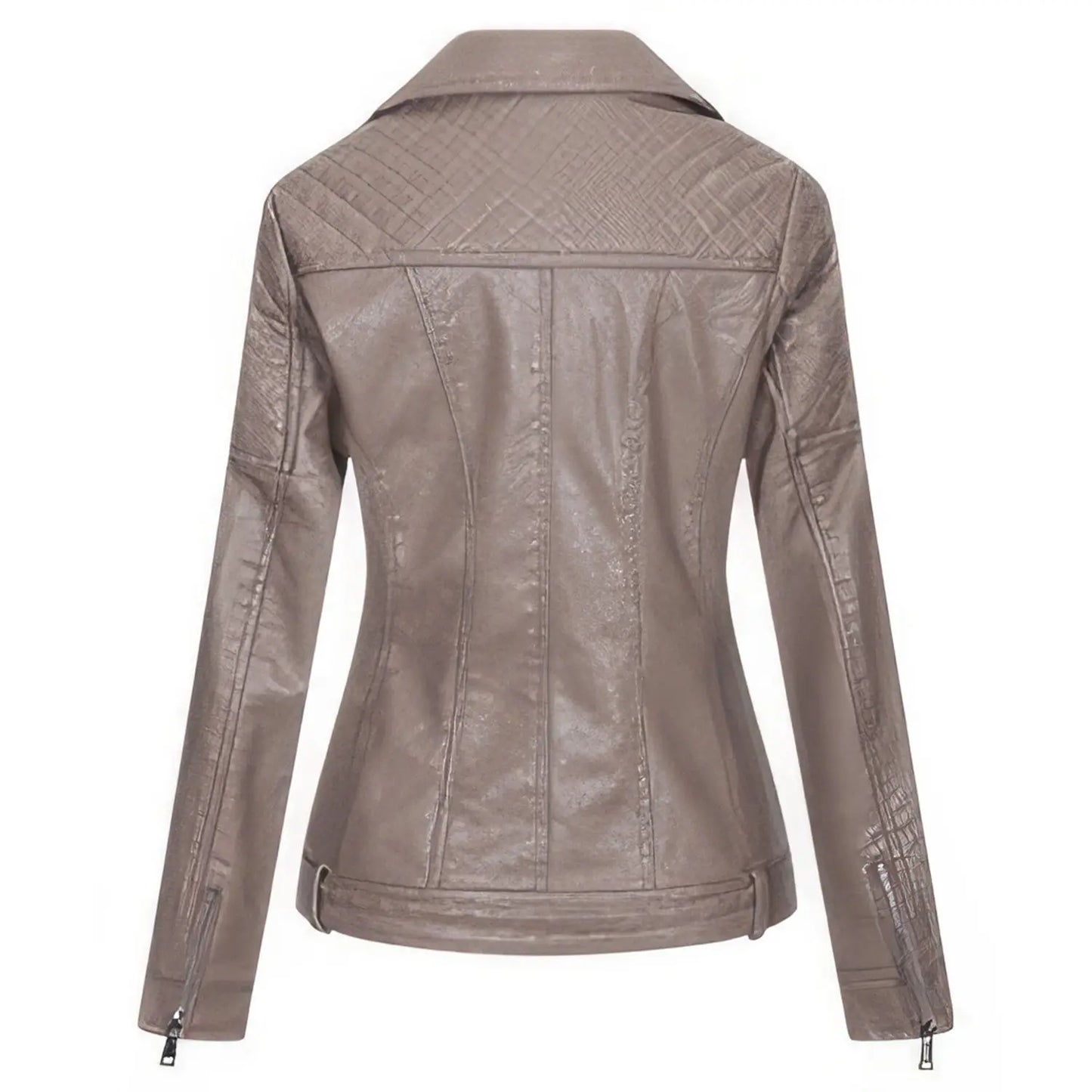 Women's Leather Biker Coat with Zipper and Pockets (Light Purple, Lavender) Hide Crafts