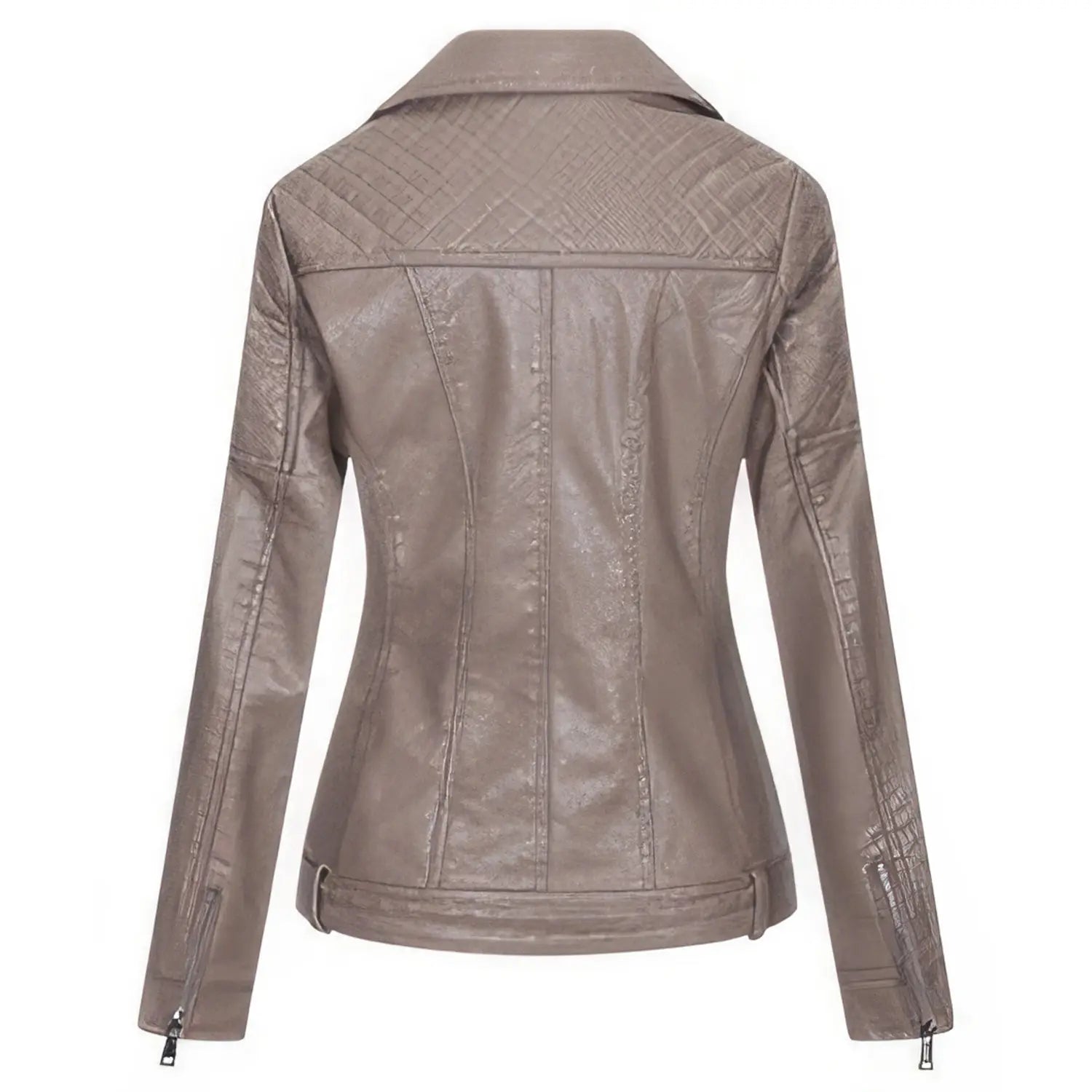 Women's Leather Biker Coat with Zipper and Pockets (Light Purple, Lavender) Hide Crafts