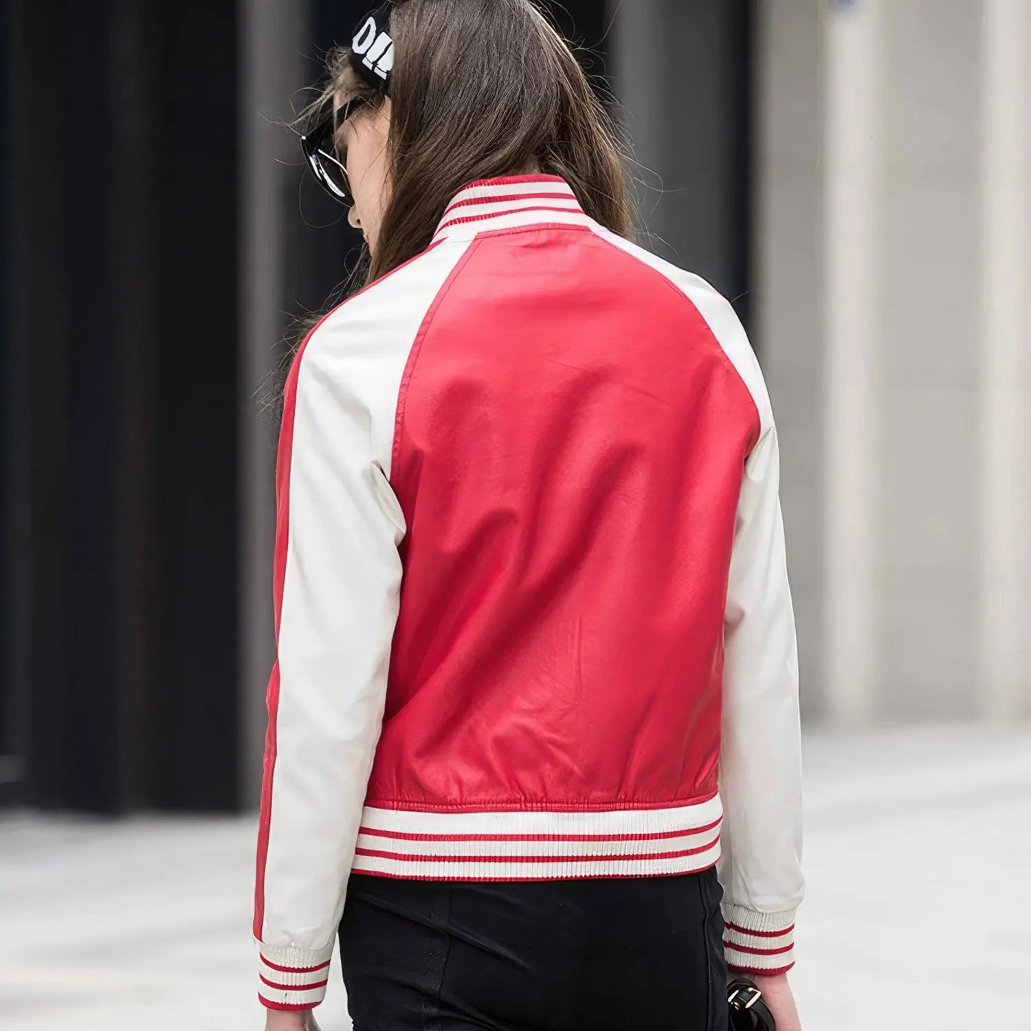 Women's Real Sheepskin Leather Varsity Jacket ll Rib Knit Collar and Cuffs Hide Crafts