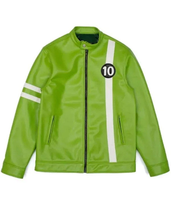Men's Tennyson Alien Swarm Jacket Ben 10 Superhero Jacket Men's Ben Tennyson Green Leather Jacket - Hide Crafts