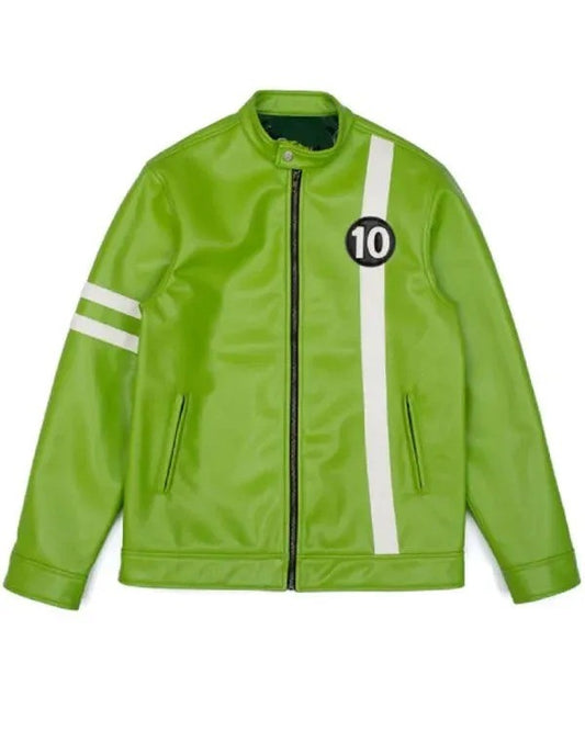 Men's Tennyson Alien Swarm Jacket Ben 10 Superhero Jacket Men's Ben Tennyson Green Leather Jacket - Hide Crafts