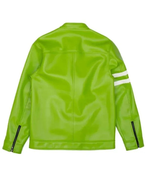 Men's Tennyson Alien Swarm Jacket Ben 10 Superhero Jacket Men's Ben Tennyson Green Leather Jacket - Hide Crafts