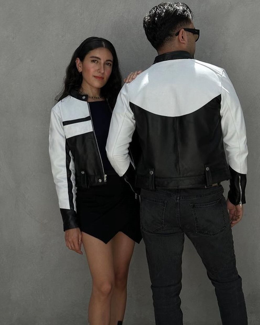 The Unisex Black & White Leather Jacket by Hide Crafts