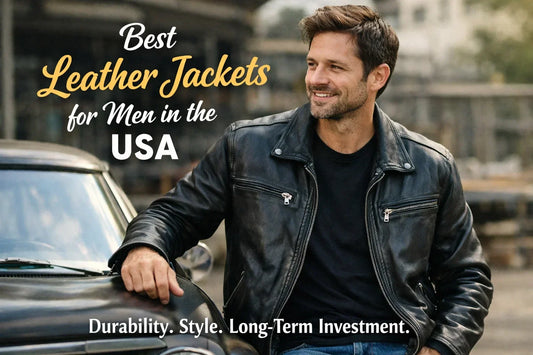 Best leather jacket for men in the USA styled in urban setting
