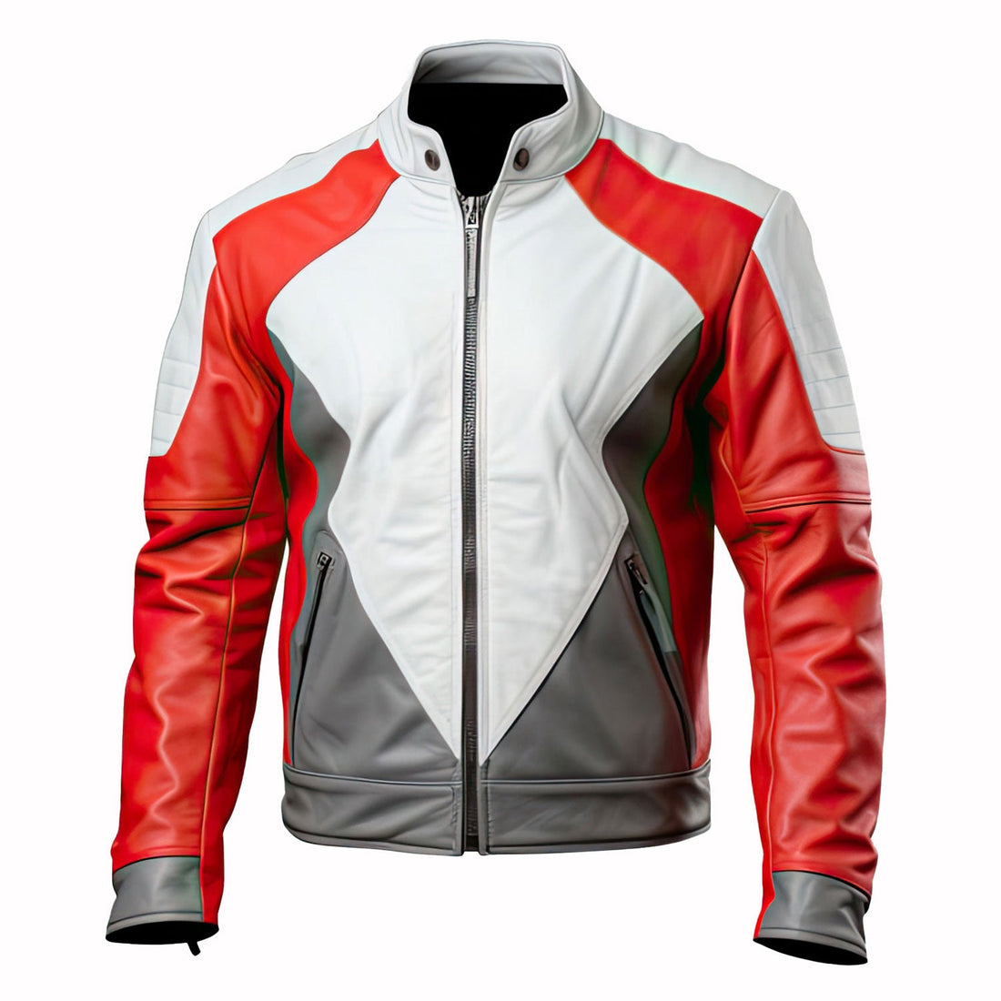 The Red & White Moto Leather Jacket by Hide Crafts