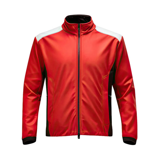 Red Black Genuine Sheepskin Men's Leather Jacket, Lightweight, Casual Slim-fit, Biker Racer Style