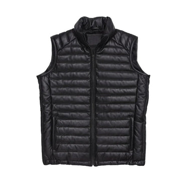 Lightweight Quilted Puffer Vest, Full Zip, High Collar, Black