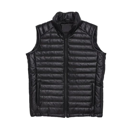 Lightweight Quilted Puffer Vest, Full Zip, High Collar, Black FREE SHIPPING