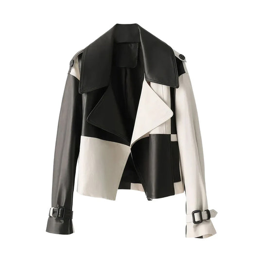 Korean Fashion Women's Genuine Cowhide Leather Jacket