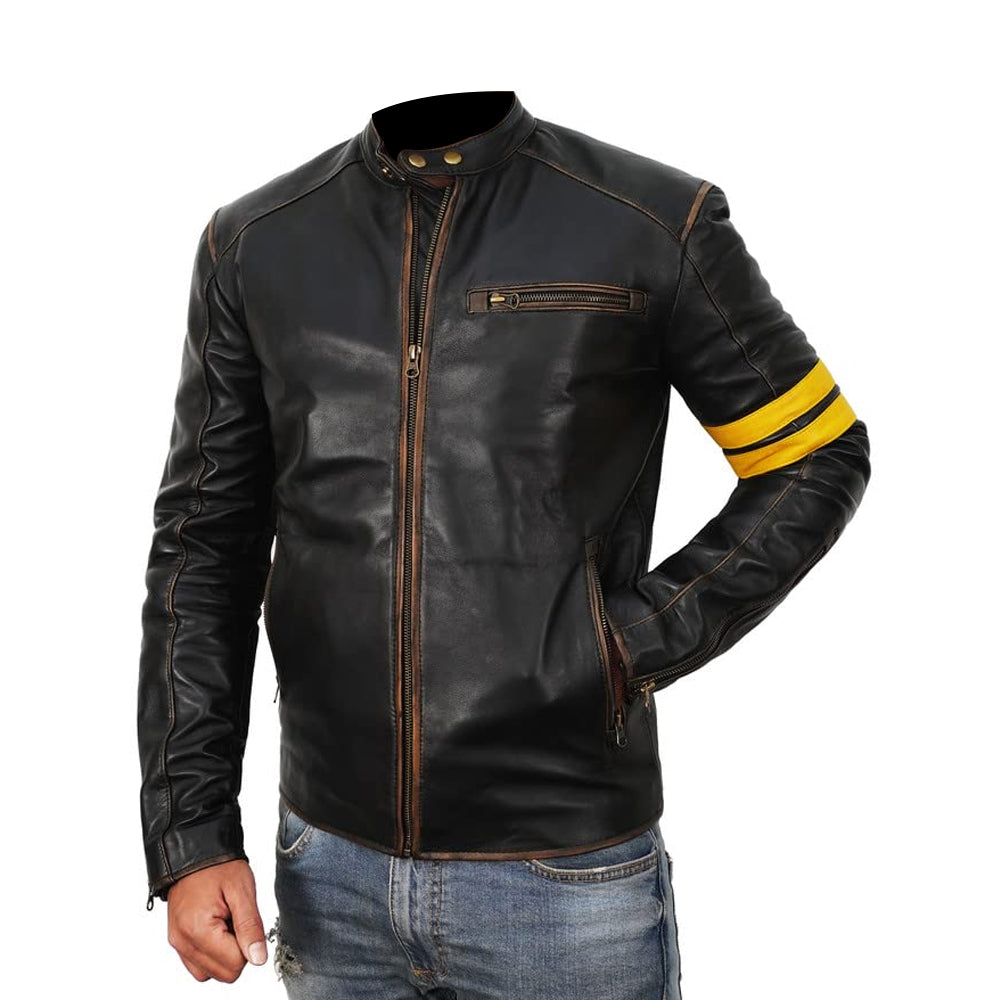 Motorcycle Black Leather Jacket Men - Vintage Biker Jacket