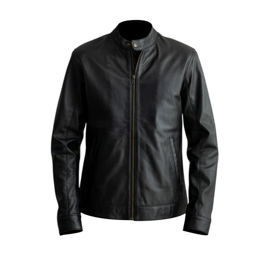 Men's Black Pure Leather Biker Jacket With Classical Design