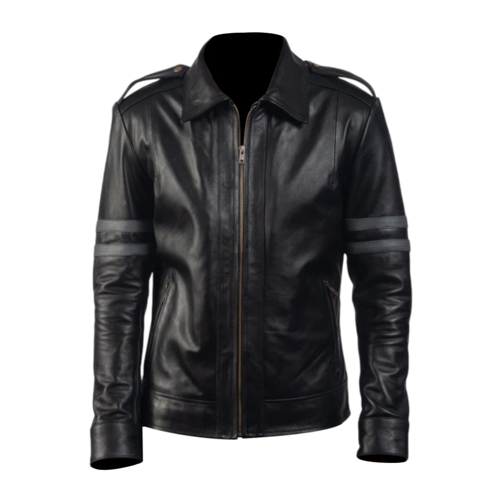 Men's Armstrong Black Leather Biker Jacket