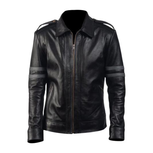 Men's Armstrong Black Leather Biker Jacket